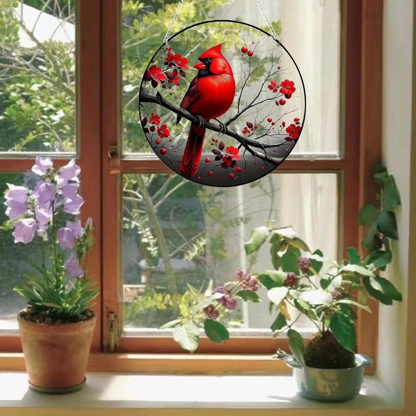 Atrapasoles acrílico 7.9pulg para ventana cardenal decoración hogar