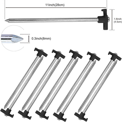 Estacas tienda 11pulg anclajes metal antioxidante picos negro