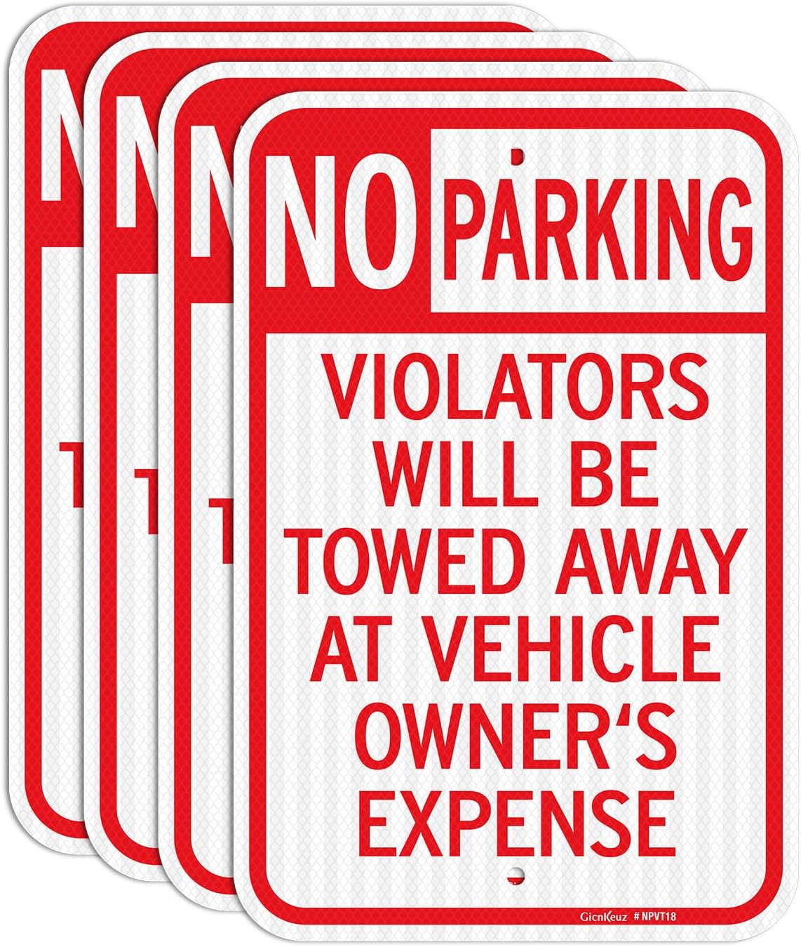 Señal no estacionamiento 18x12pulg aluminio reflectante