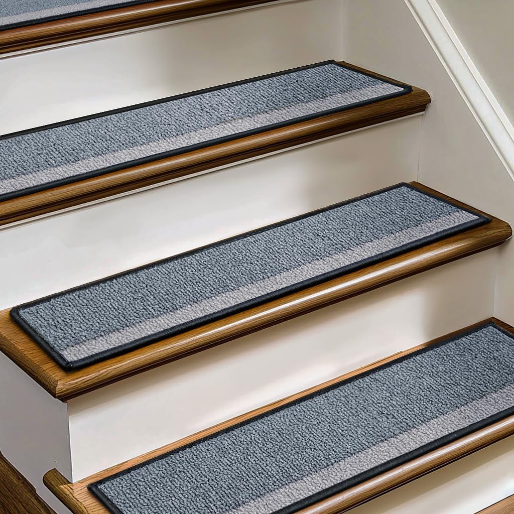 Alfombra antiderrap para peldaños madera 8x30pulg gris