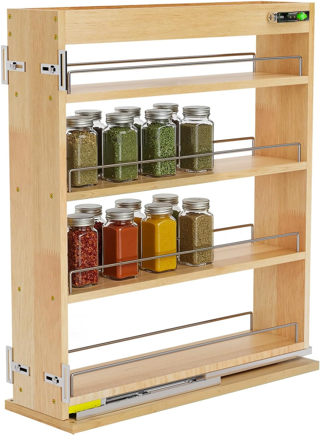 Organizador especias estante deslizante madera 5x22.3x25.2pulg