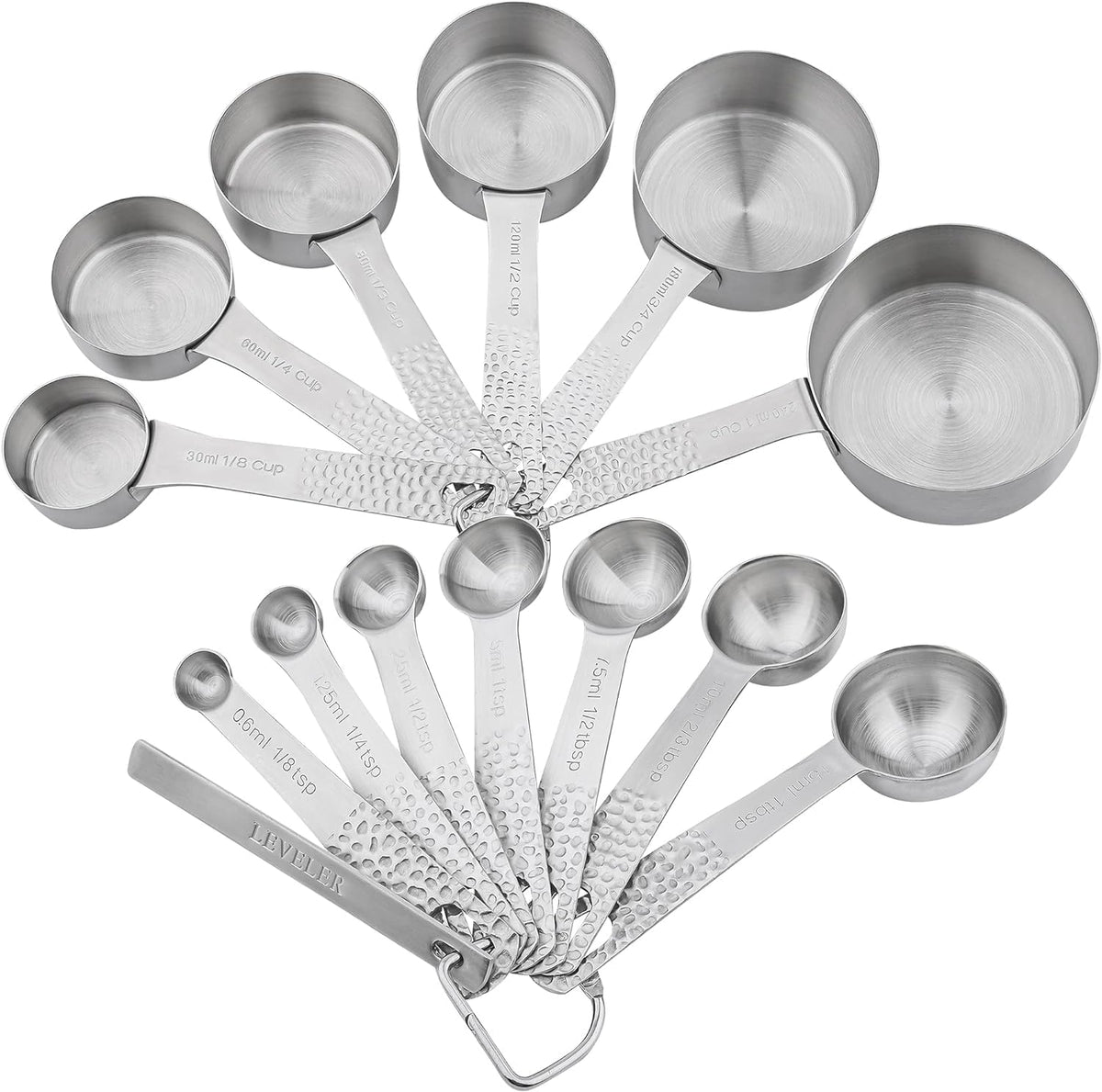 Set 6 Tazas y 7 Cucharas Medidoras Acero Inox 18/8