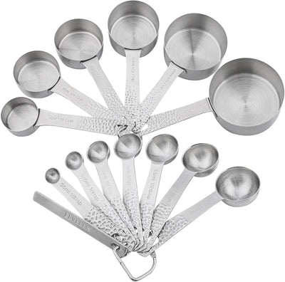 Set 6 Tazas y 7 Cucharas Medidoras Acero Inox 18/8