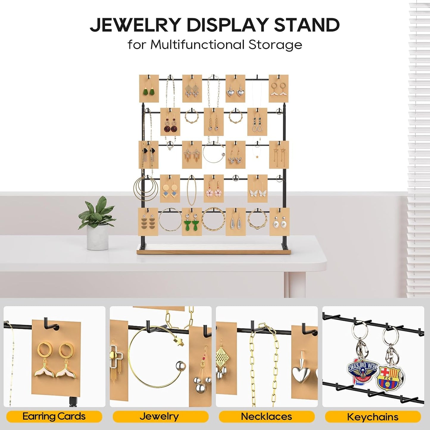 Soporte exhibición joyas aretes collares organiz.