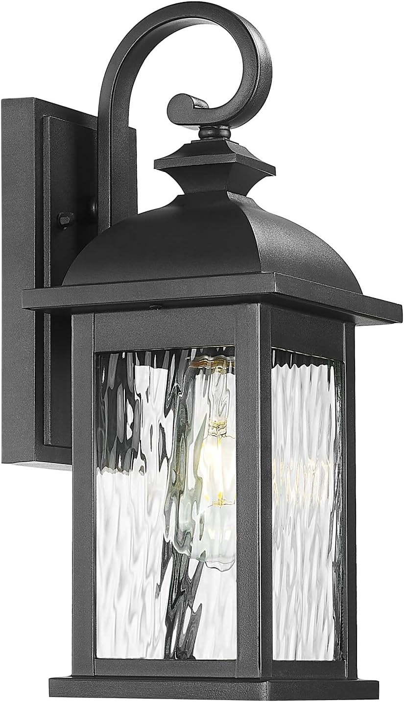 Luminaria pared exterior 1 luz acabado negro mate vidrio