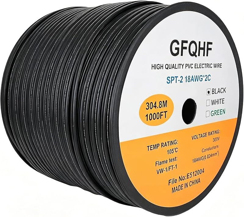 Cable extensión SPT-2 negro 1000pies 18/2 UL