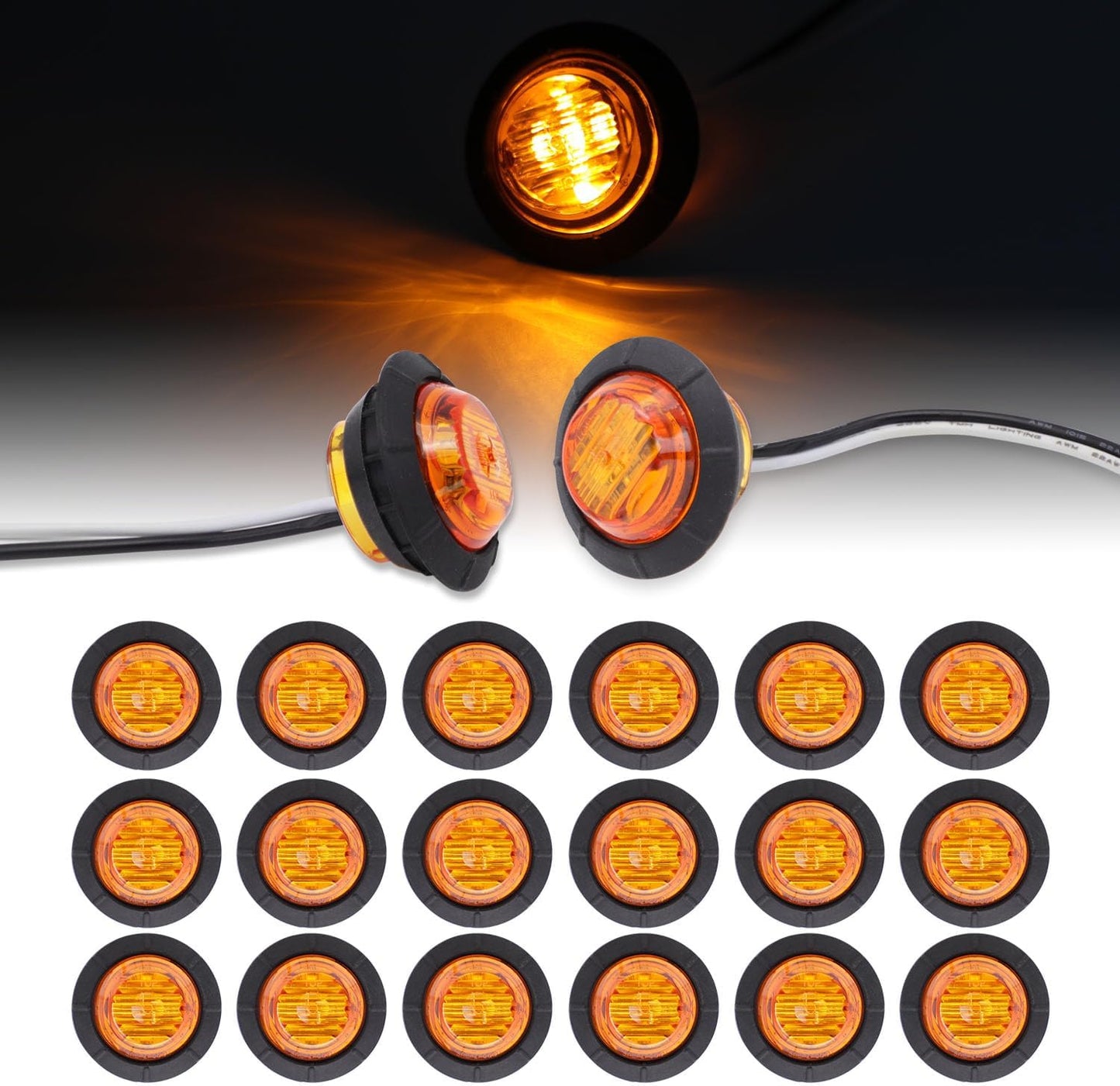 20 Luces LED Ámbar 3cm Universal Camiones