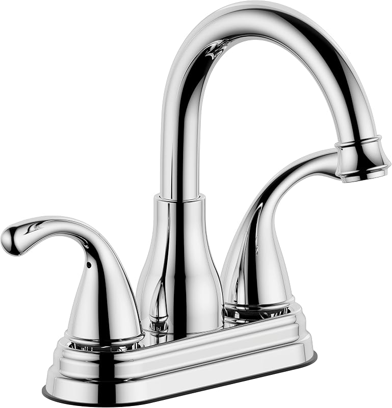 Grifo lavabo baño 2 manijas drenaje emergente 4" cromo
