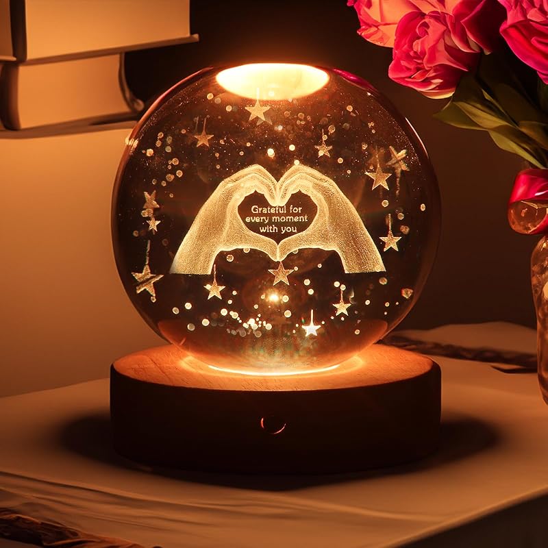 Luz Nocturna Bola Cristal 3D 16 Colores Control Remoto