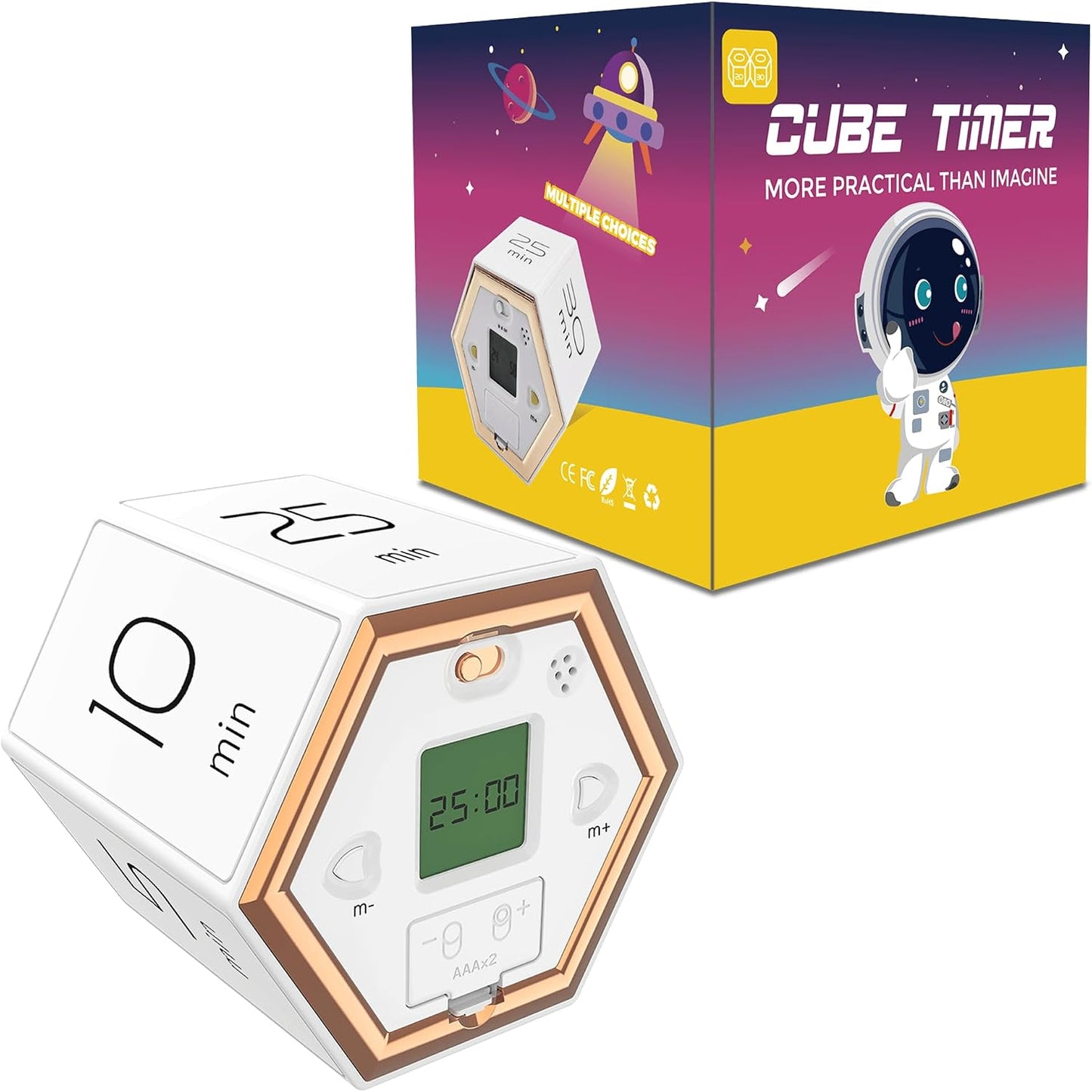 Temporizador cocina hexagonal LCD con succión magnética