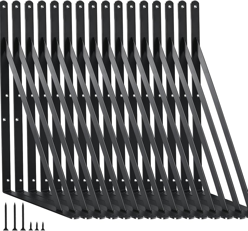 16 Soportes Estante Metal Negro Resistentes en L