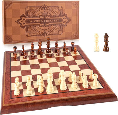 Set ajedrez magnético madera 15pulg plegable 2 reinas
