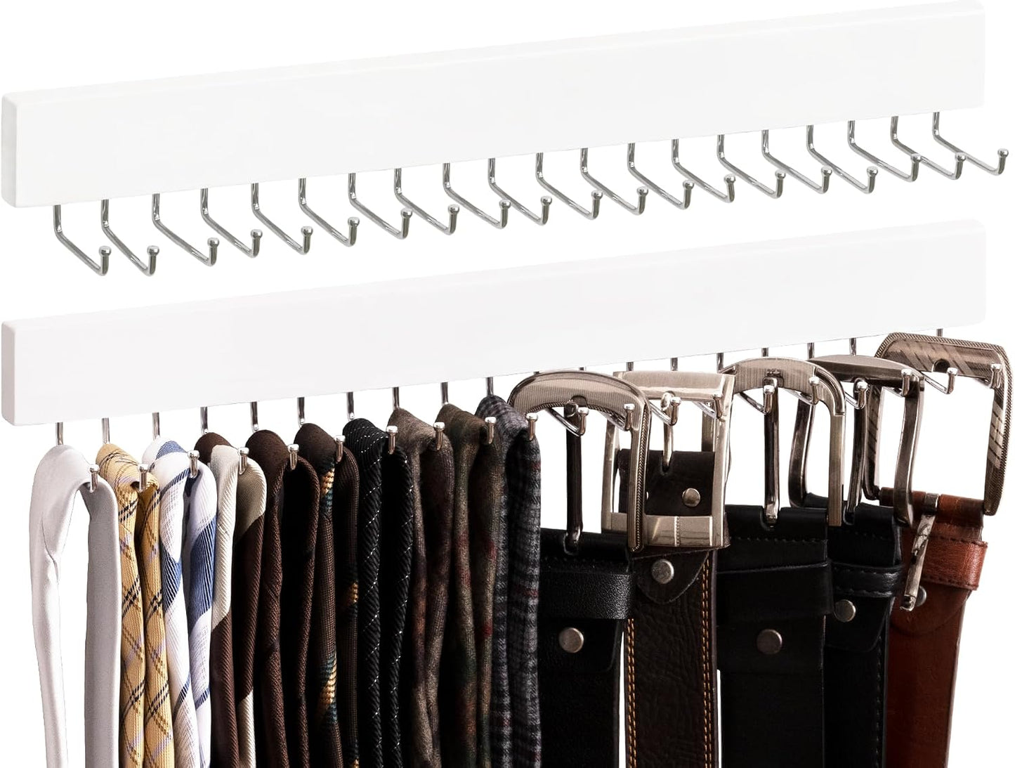 Estante corbata 20 ganchos colgadores madera pared blanco