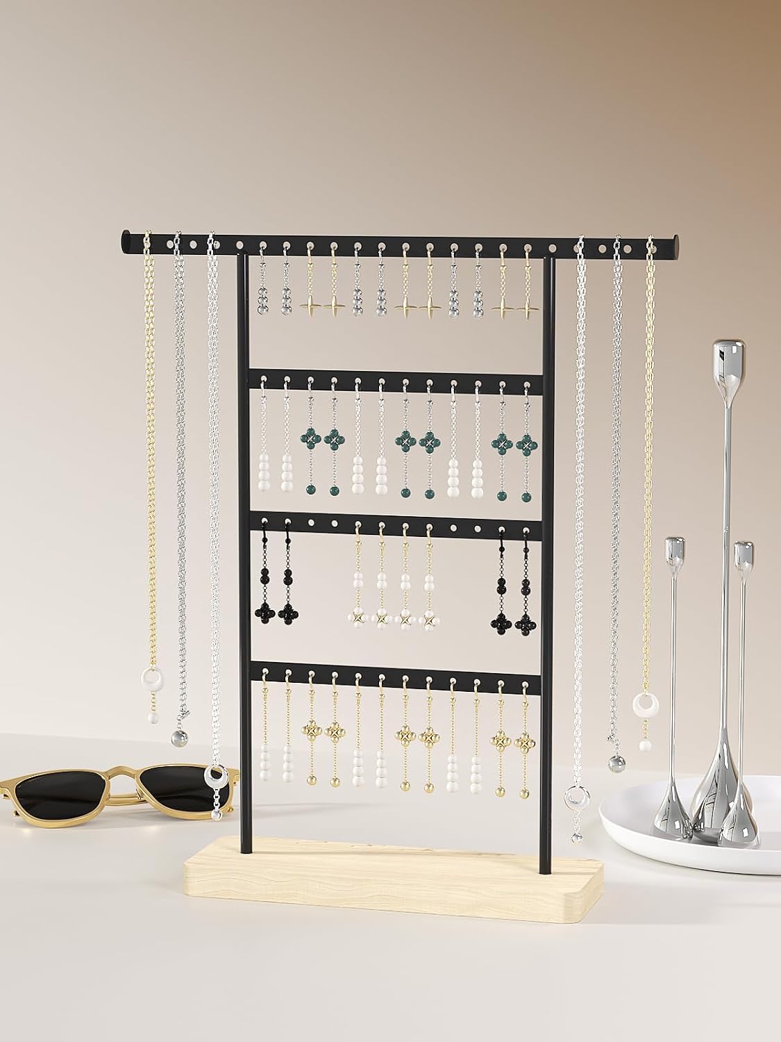 Soporte organiz. joyas 58 agujeros negro