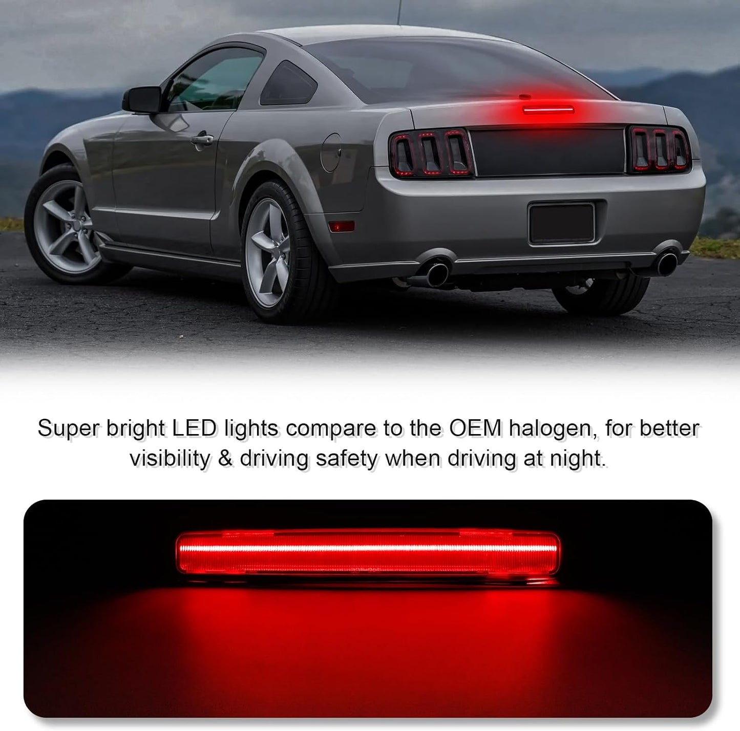 Luz freno LED tercera Mustang lente ahumado