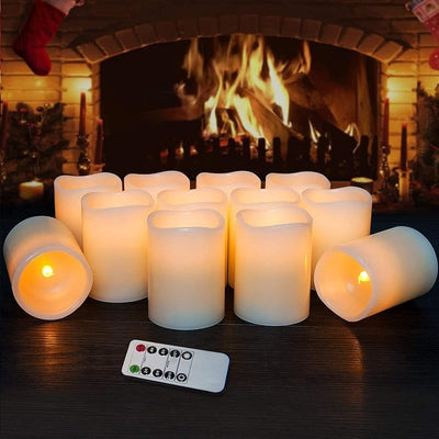 Velas LED sin llama set 12 color marfil con control remoto