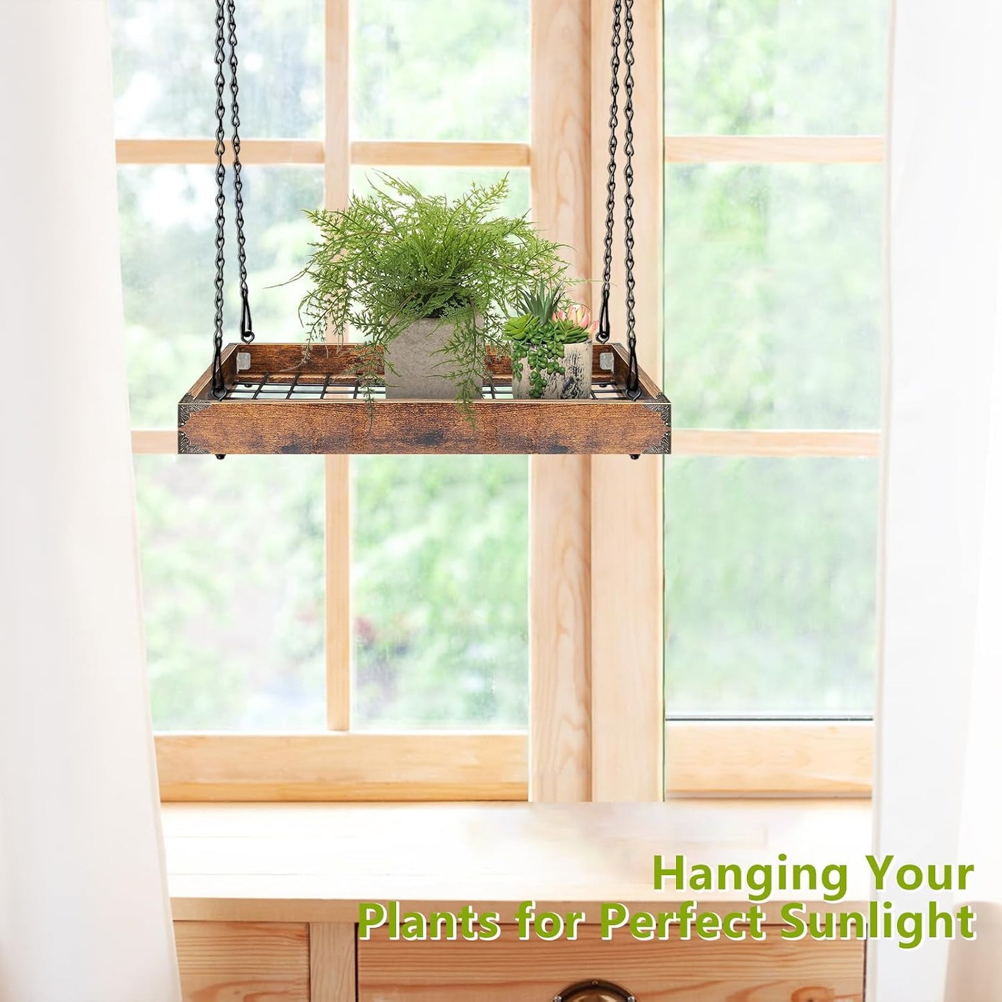 Colgador plantas interior exterior 16pulg madera metal