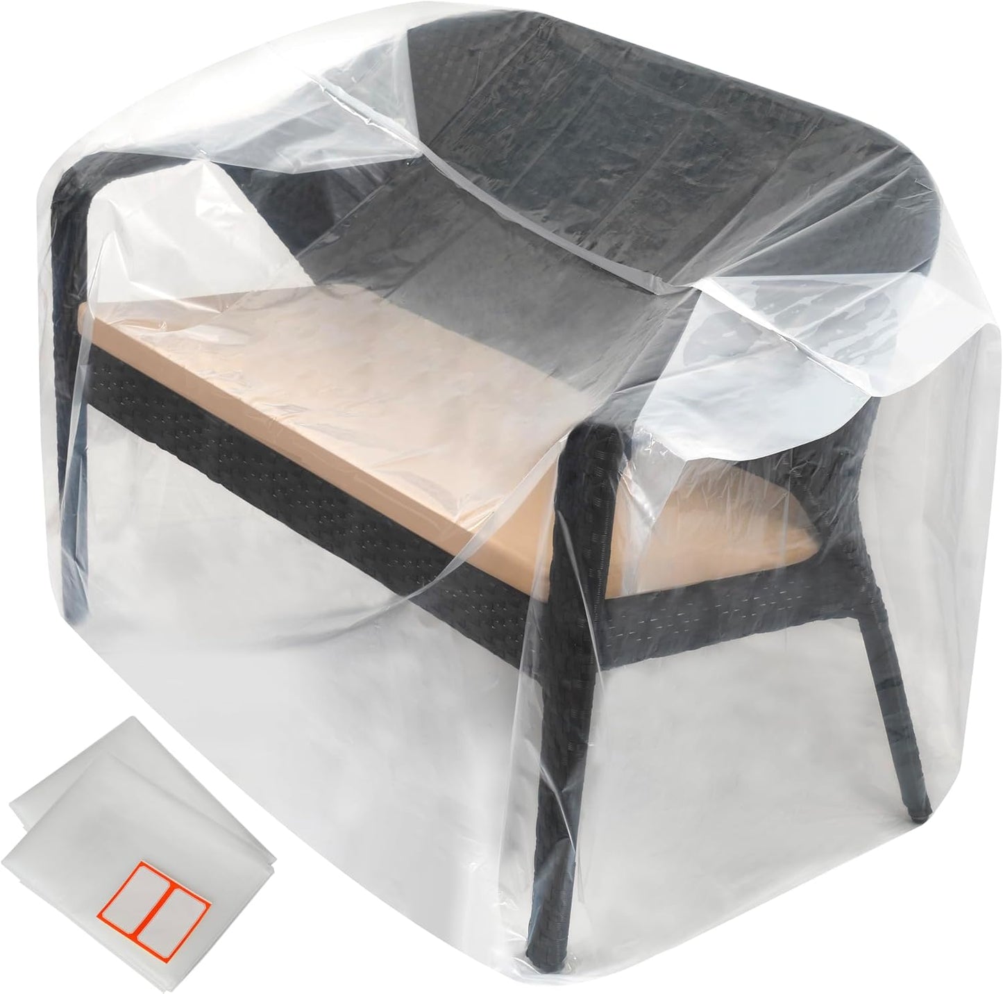 2 Fundas cojín plástico transparente para sofá biplaza patio