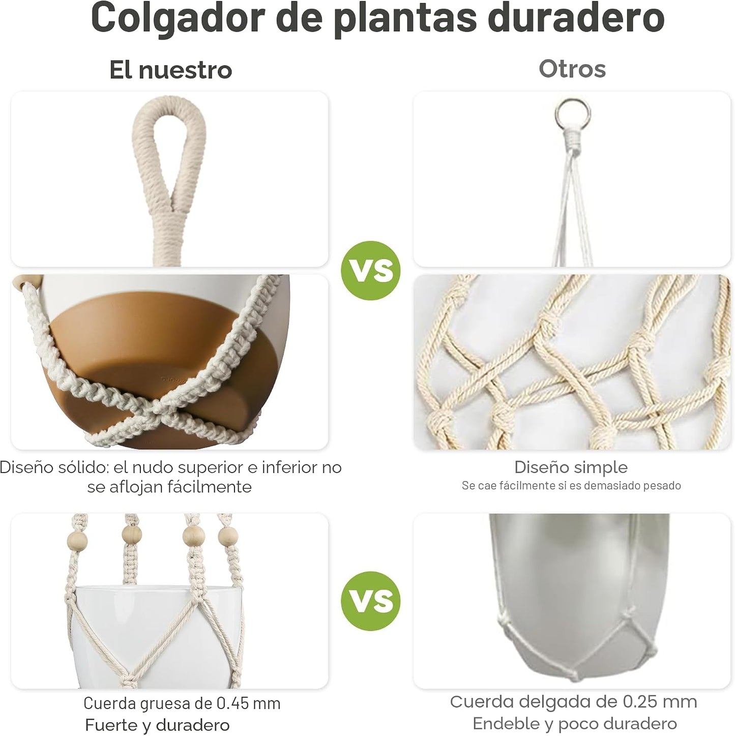 Colgador macramé para plantas 4-15pulg decoración bohemia