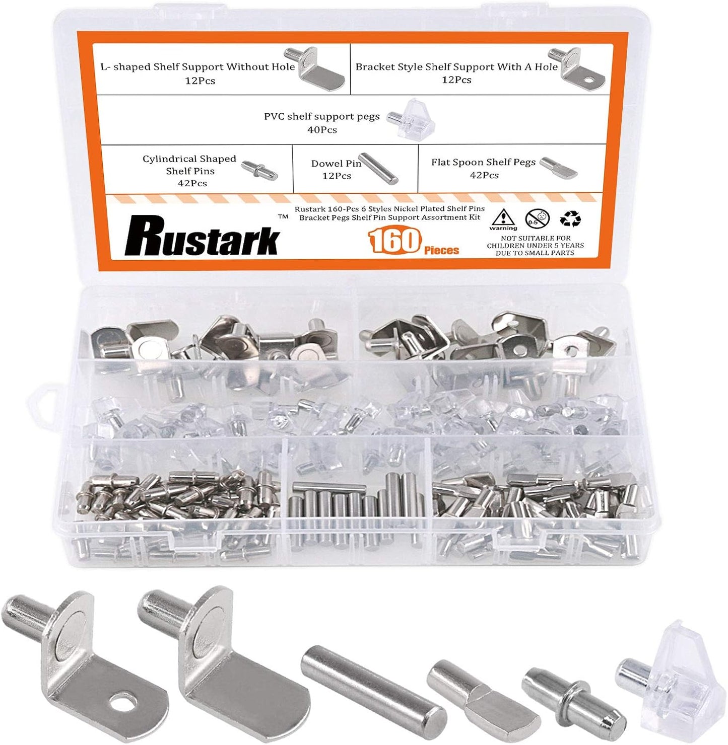 Set 160 Pzas chapado níquel para estante clavijas muebles