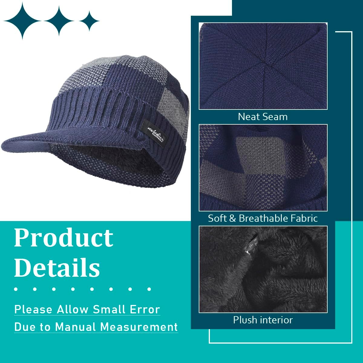 Gorro invierno hombre visera forro polar exterior