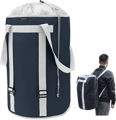 Cesta lavandería plegable con asas tapa poliéster azul