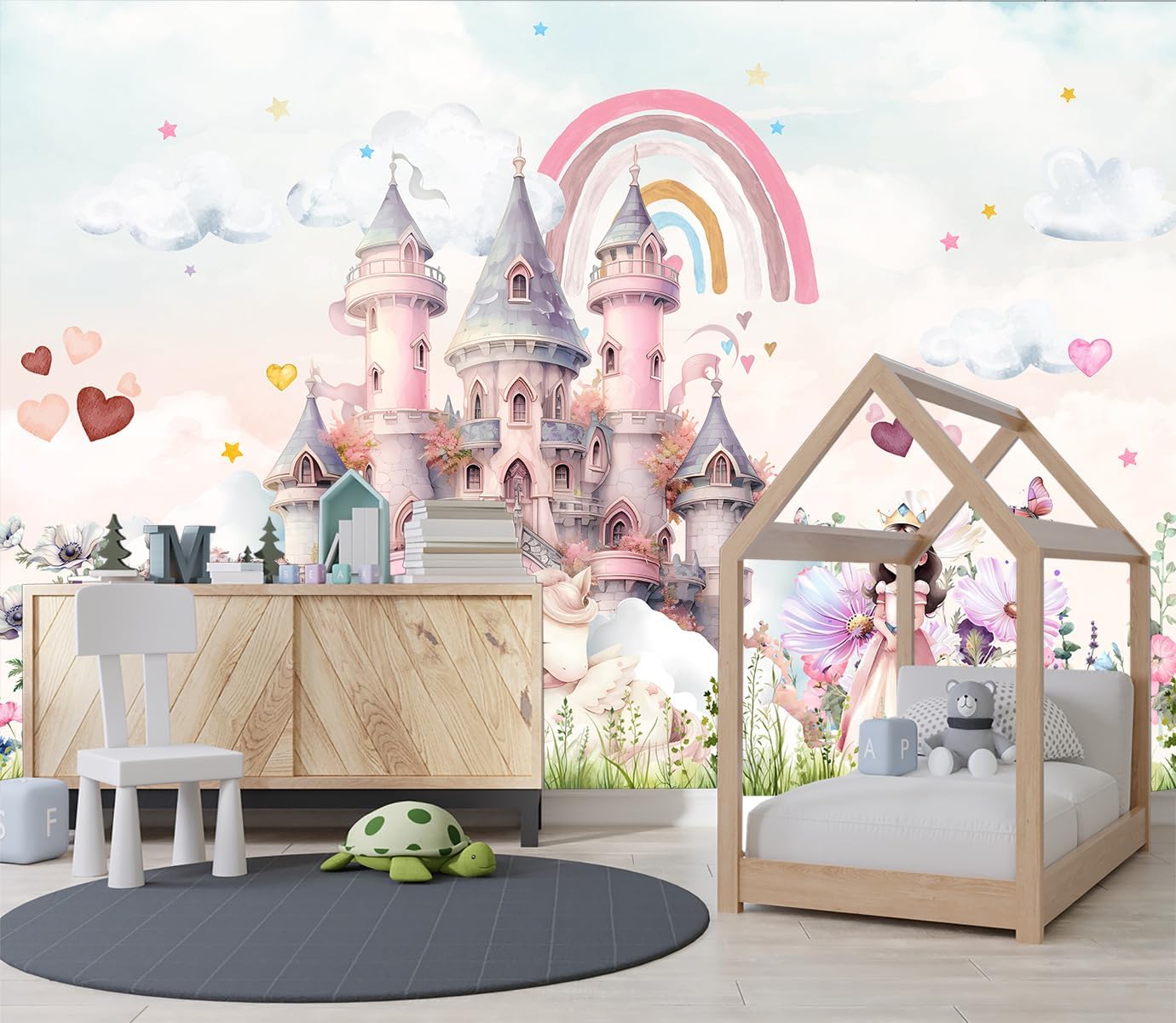 Papel tapiz mural bebé ciudadela rosa 132x92pulg
