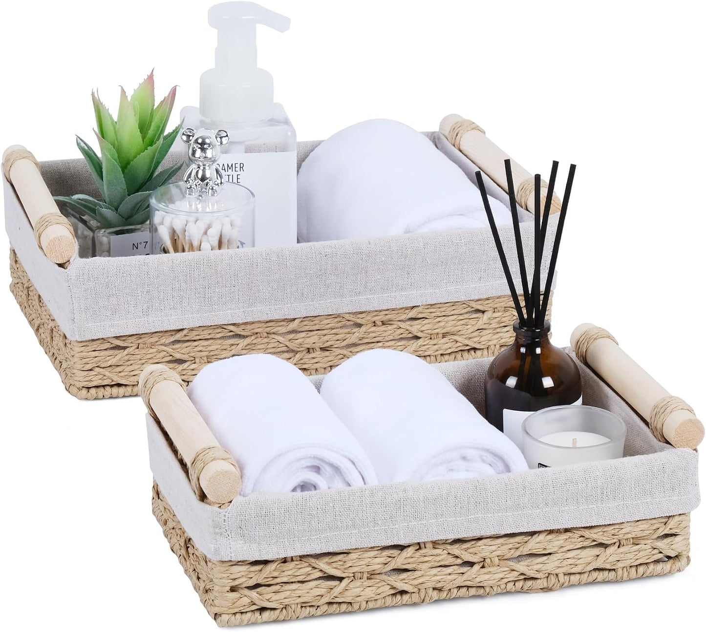 Cesta mimbre mango cuerda para papel higiénico baño