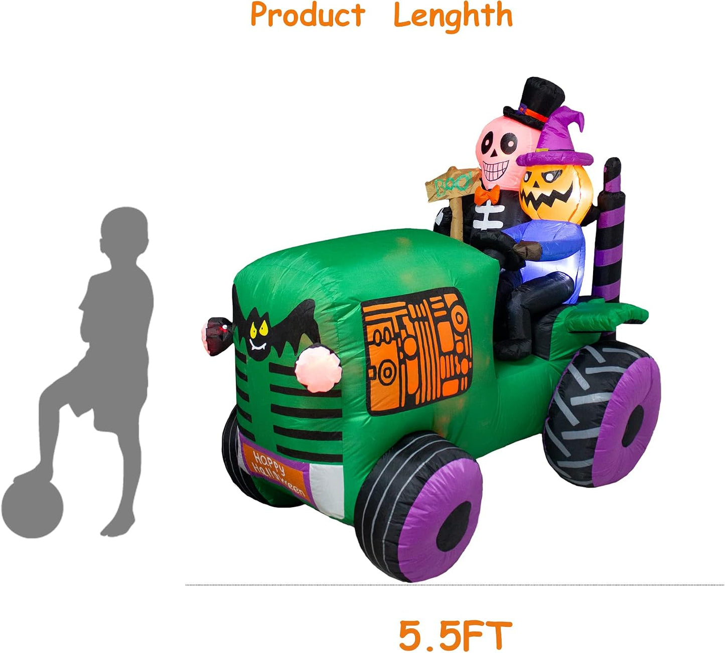 Decoración inflable tractor fantasma con luz LED para