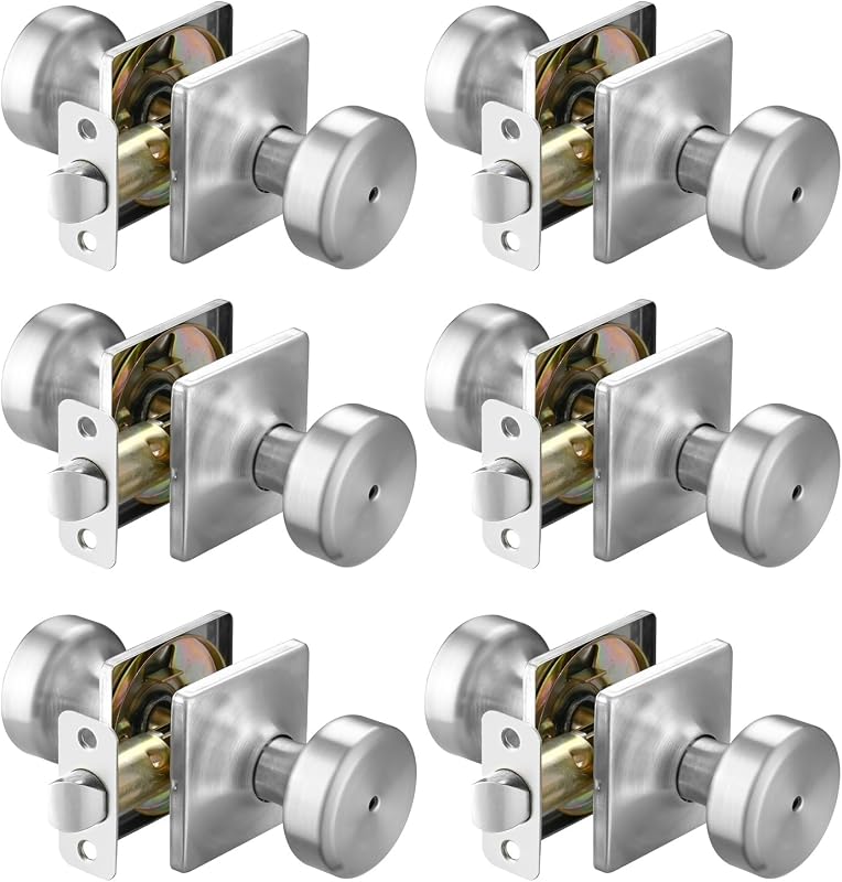 6 Pomas Puerta Níquel Cepillado Roseta Cuadrada Pismo