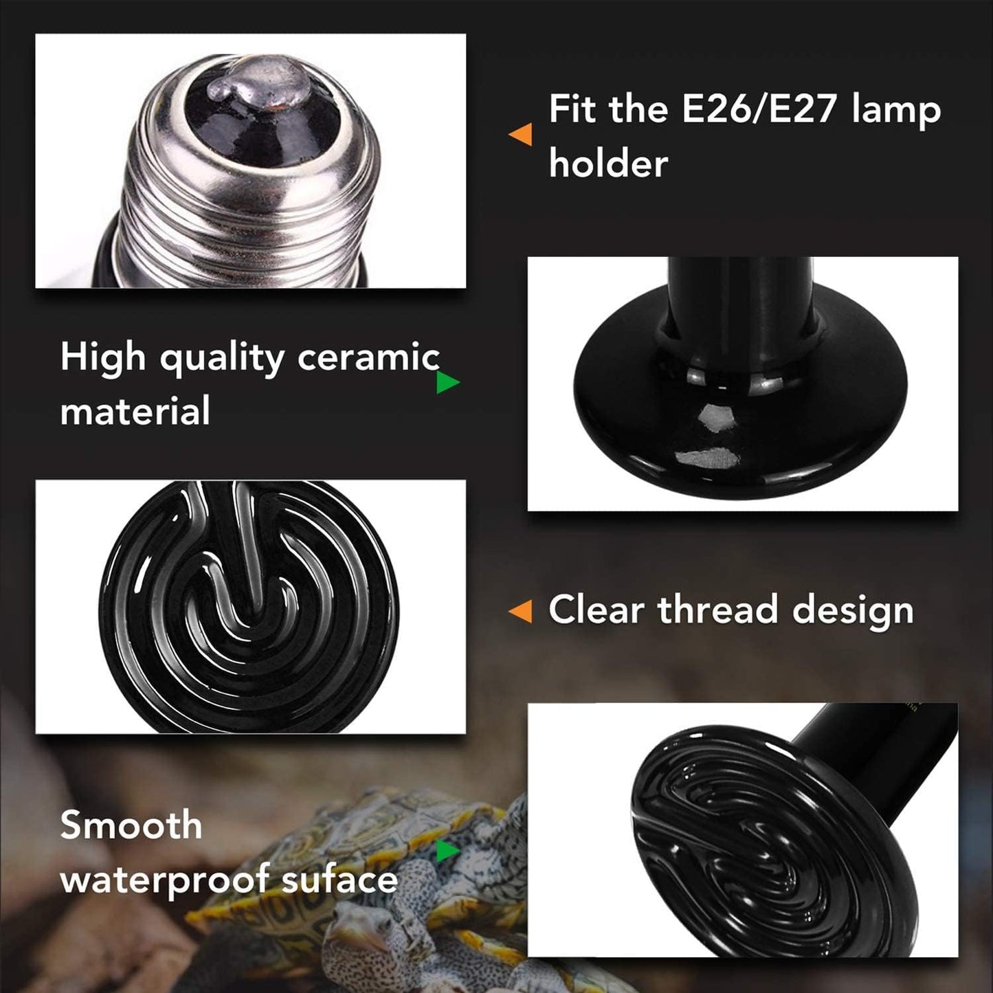 Bombilla calor reptiles 150W cerámica sin luz pack 2