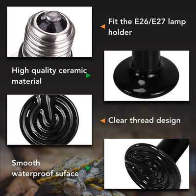 Bombilla calor reptiles 150W cerámica sin luz pack 2
