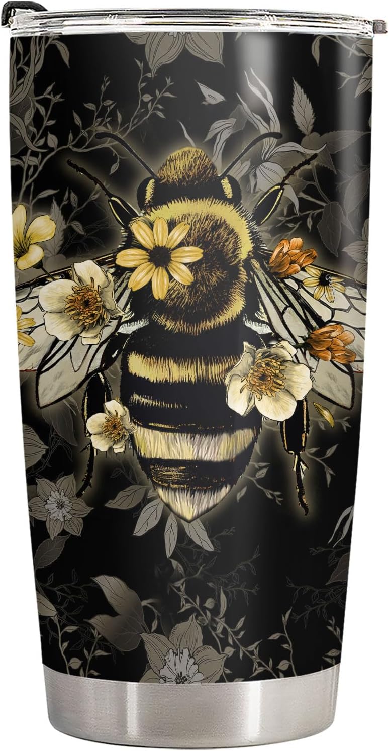 Vaso acero inox con tapa 20oz regalo abeja miel