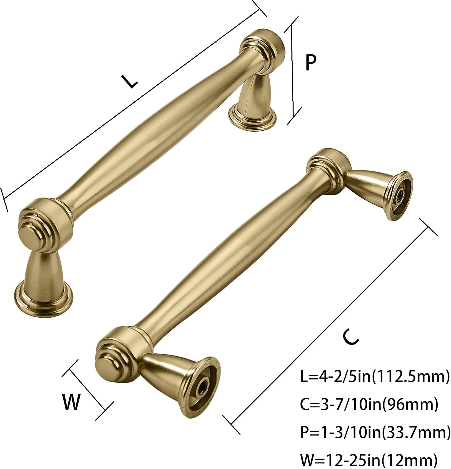 2 Tiradores Gabinete Bronce Champán 3-3/4pulg Accesorios Dorados
