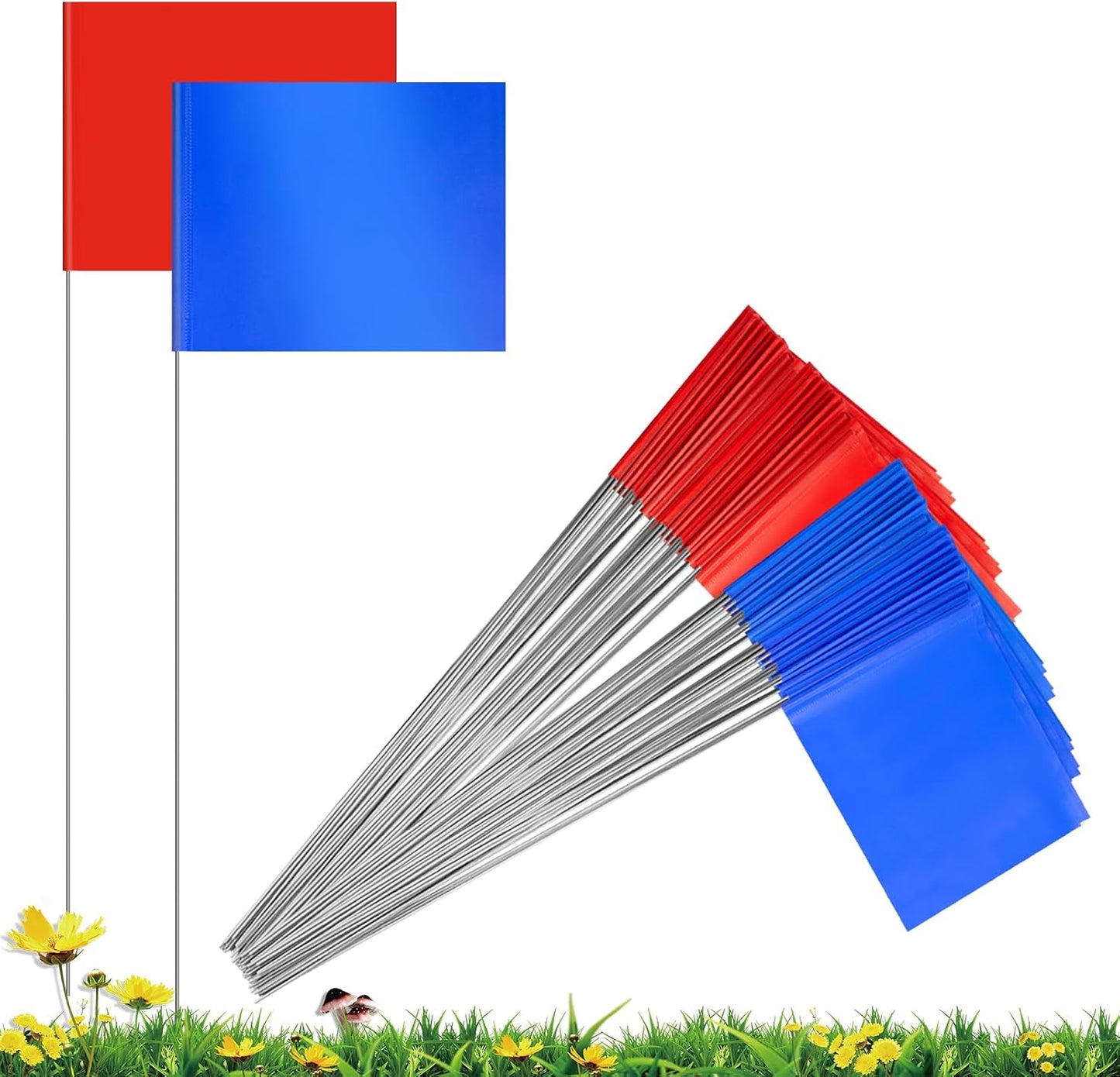 50 Banderas PVC 4x5x15" Rojo y Azul Jardín