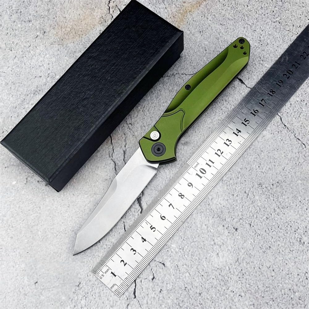 Cuchillo plegable 7.7pulg acero D2 asa aluminio verde EDC