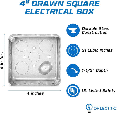 Cajas conexiones eléctricas 4x4 y 4x2 pulg 8 pzas 21 cub 1-7/8 pulg