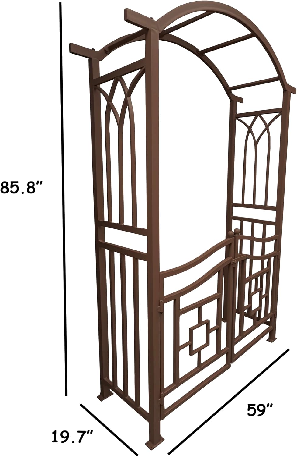 Arco jardín aluminio marrón con puerta