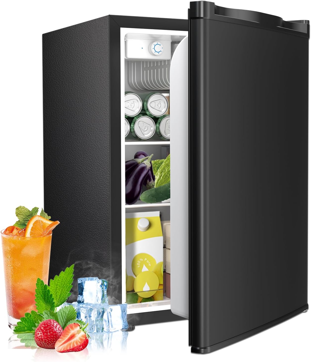 Refrigerador compacto 2.56ft³ puerta reversible negro