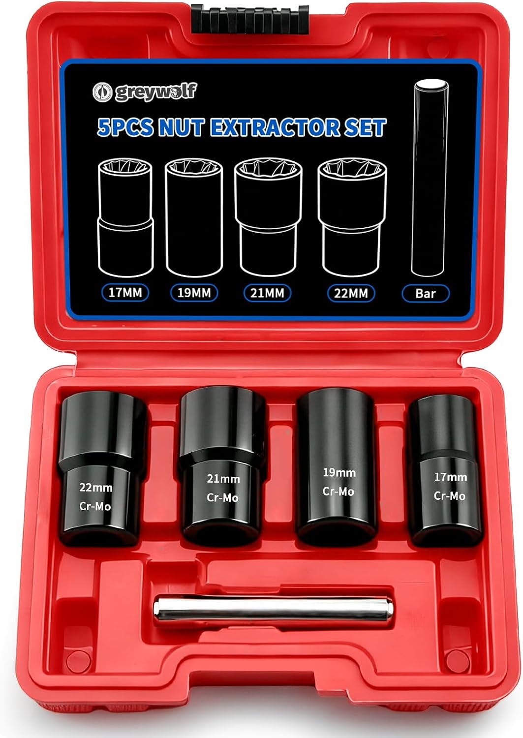 Set 5 herramientas extracción tuercas 1/2 pulg