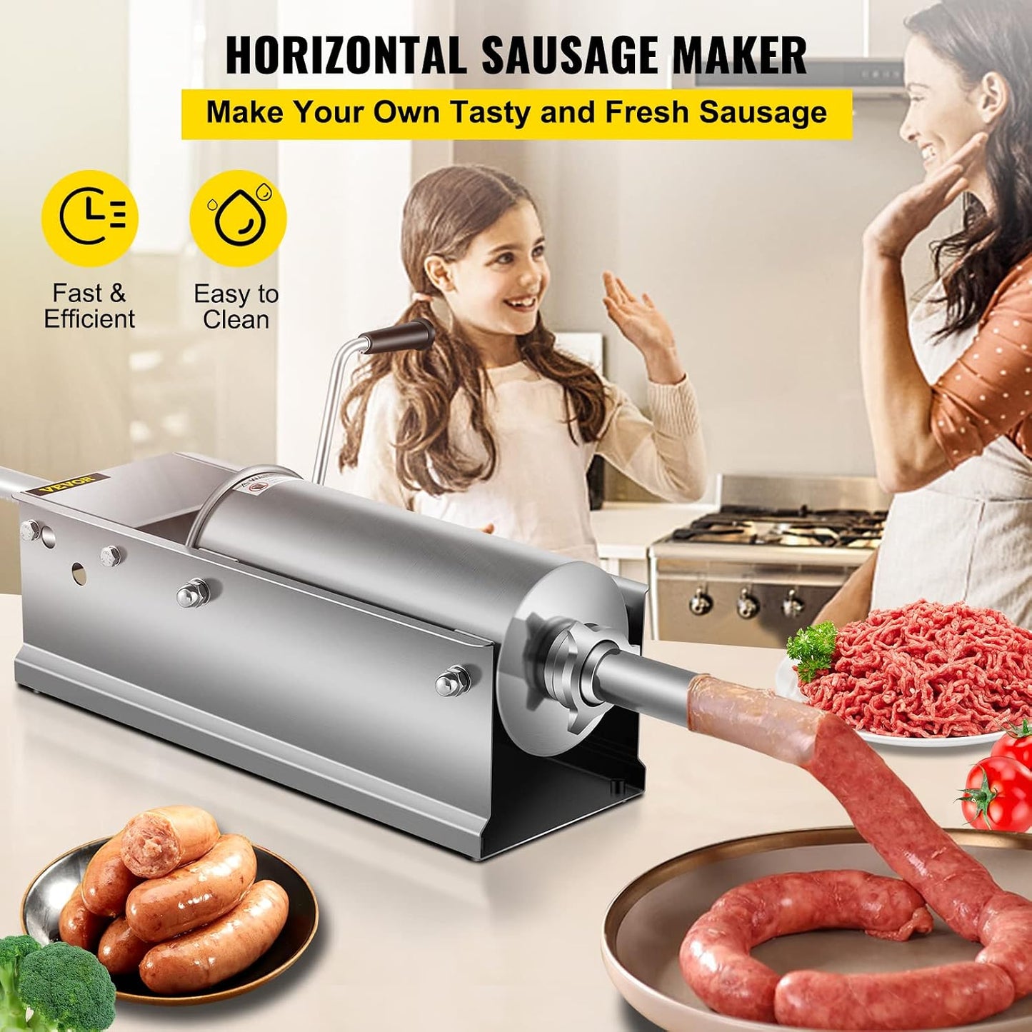 Embutidora salchichas horizontal 5l acero inox