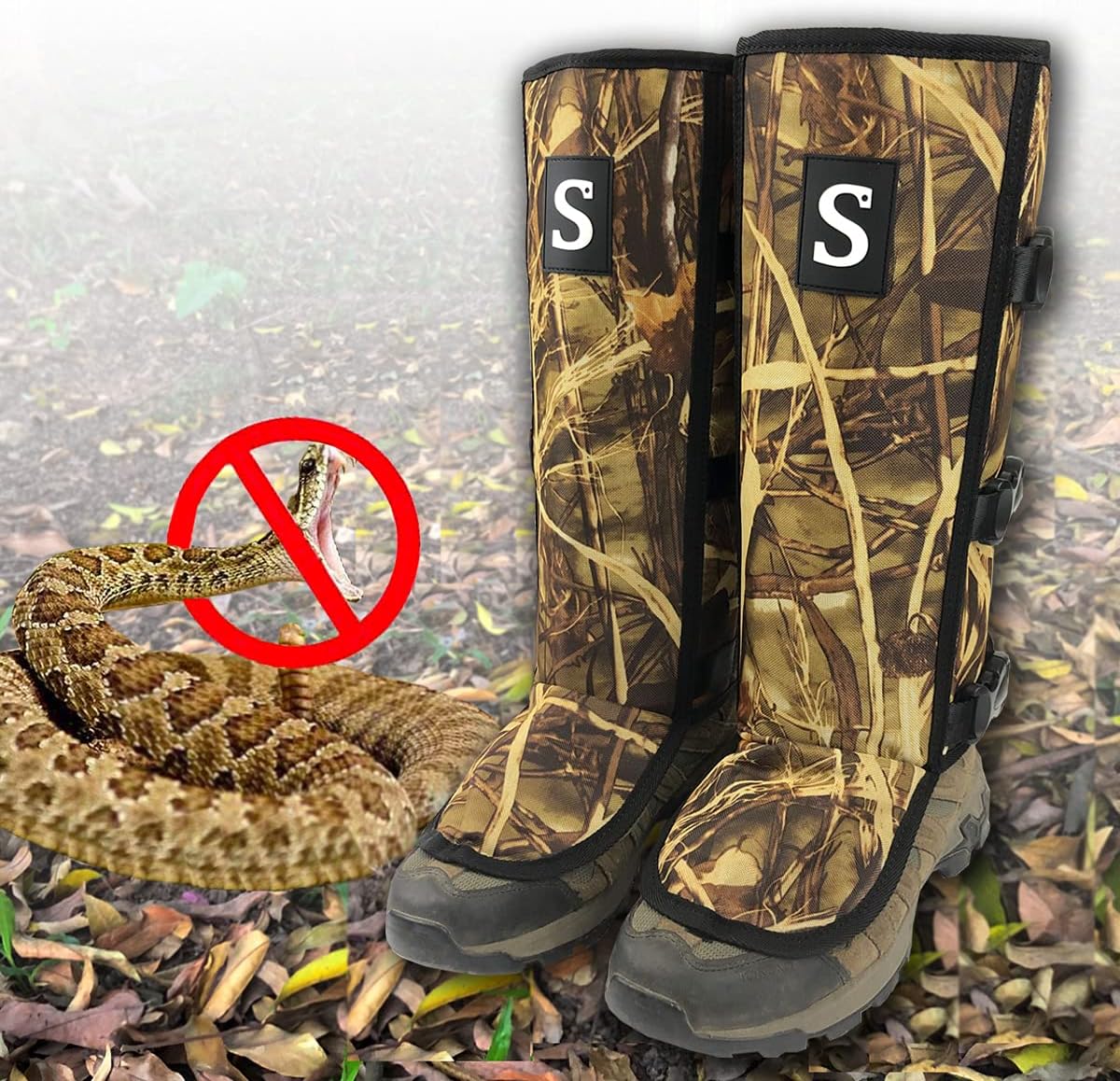 Polainas serpiente ajustables para hombre mujer con bolsa