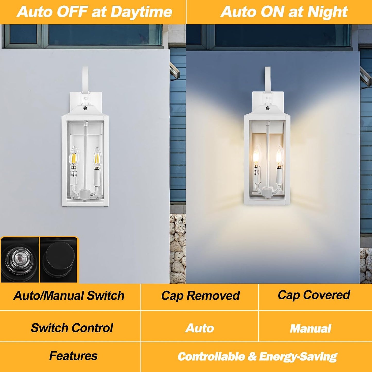 Farol pared exterior 2 luces 19pulg moderno industrial