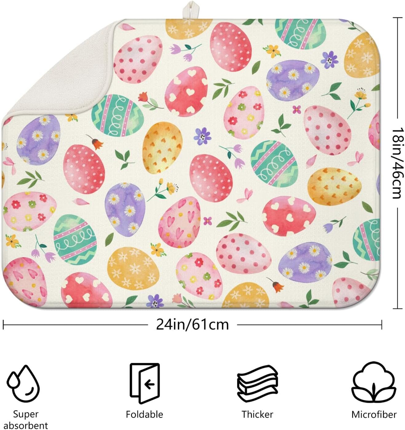 Tapete de secado de platos de Pascua con conejito microfibra