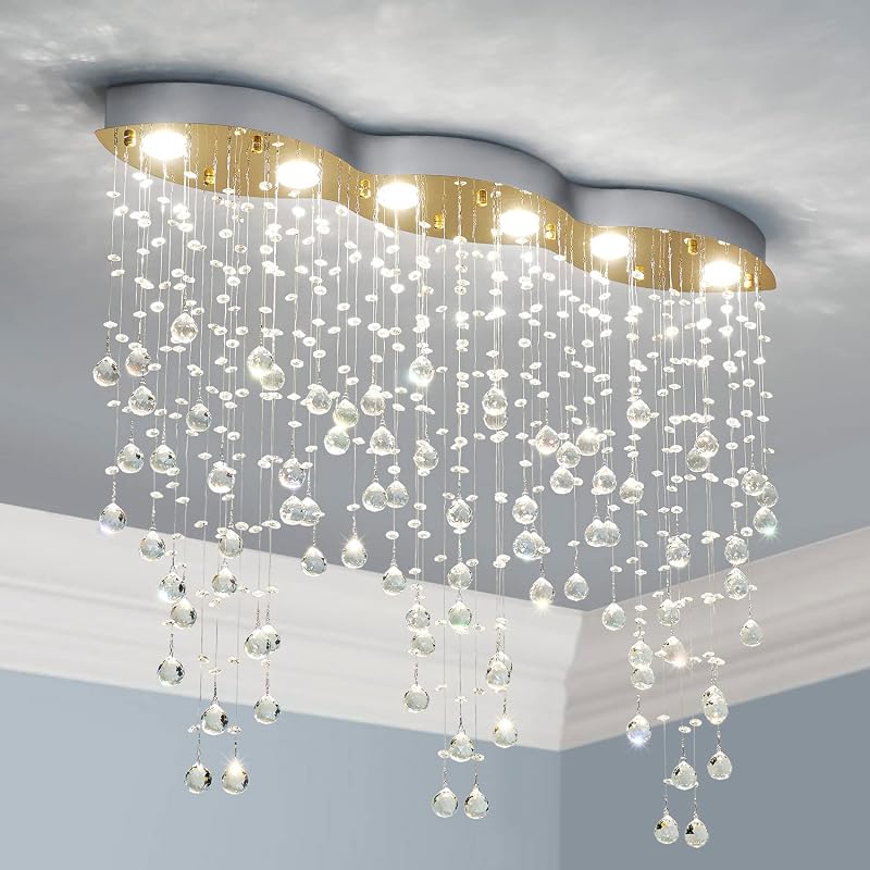 Lámpara de araña moderna de 6 luces con marco dorado