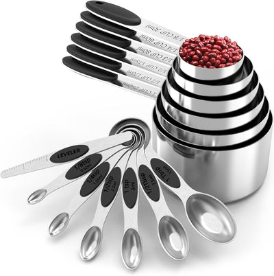 Juego 6 cucharas medidoras acero inox doble cara y 1 nivelador