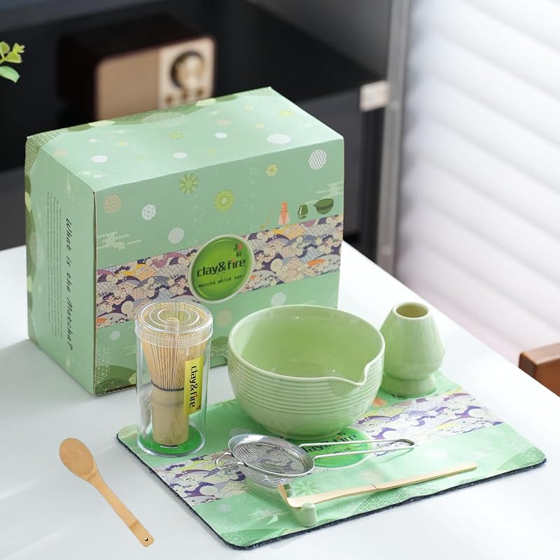 Juego 9 Pzas Batidor Matcha Cerámica Con Boquilla
