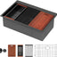 Fregadero cocina superior negro mate 33x22pulg con repisa
