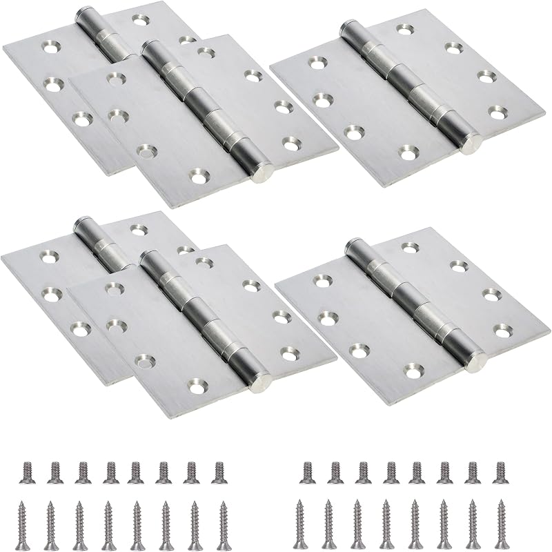 6 Pzas Bisagras Puerta Comercial 4.5x4.5" Acero Inox
