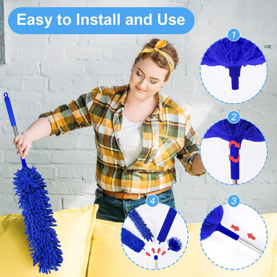 Kit plumero 5en1 para limpieza azul